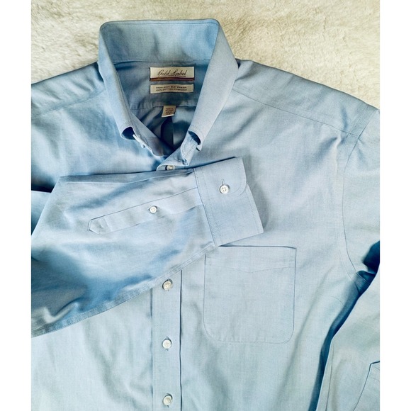 Roundtree & Yorke Other - Roundtree & Yorke Gold Label Shirt Mens 15.5 34 Blue Non-Iron Pinpoint Oxford
